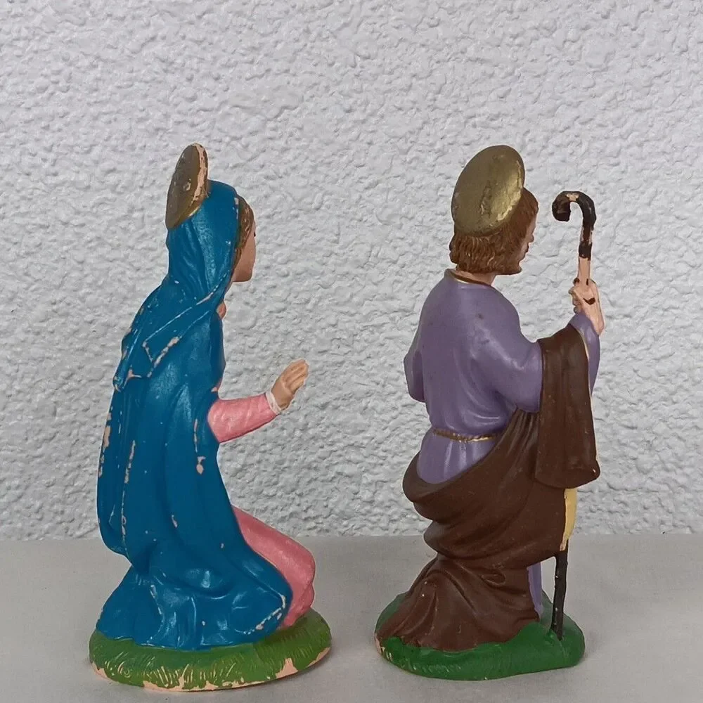 Nativity Depose Italy Fontanini Mary Baby Jesus Joseph Shepard Sheep Vintage Lot